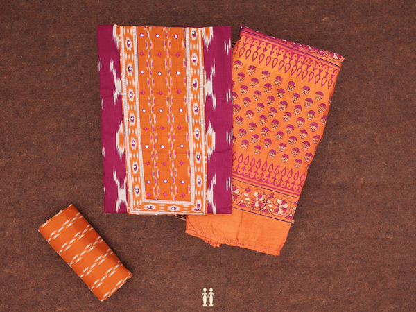 Printed Design Purple Cotton Unstitched Salwar Material