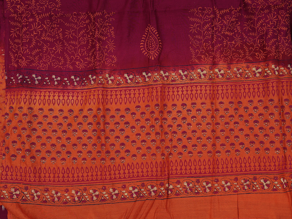 Printed Design Purple Cotton Unstitched Salwar Material