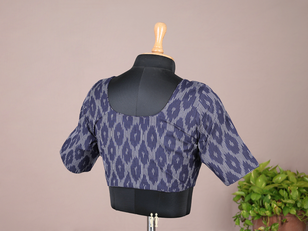 Printed Design Royal Blue Cotton Readymade Blouse