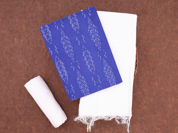 Printed Design Royal Blue Cotton Unstitched Salwar Material