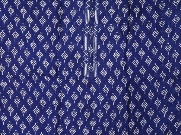 Printed Design Royal Blue Cotton Unstitched Salwar Material