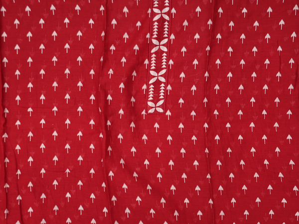 Printed Design Ruby Red Cotton Unstitched Salwar Material