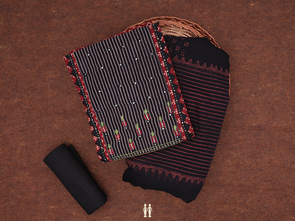 Printed Design Rust Red Cotton Unstitched Salwar Set