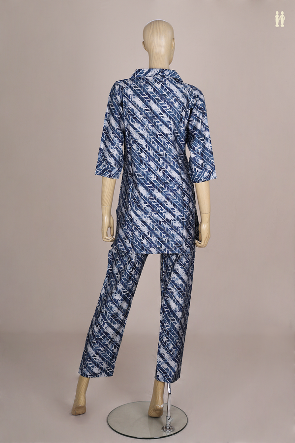 Printed Design Shades Of Blue Cotton Salwar Set