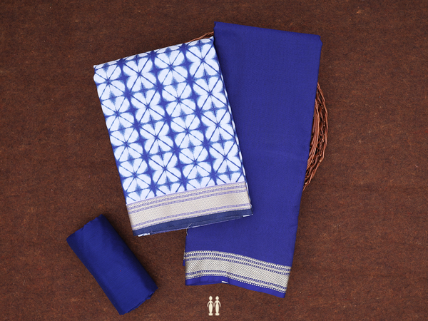 Printed Design White And Blue Cotton Salwar Material