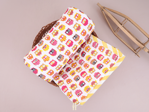 Printed Design White Cotton Single Kids Bedspread