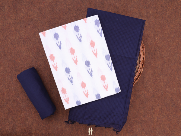 Printed Design White Cotton Unstitched Salwar Material