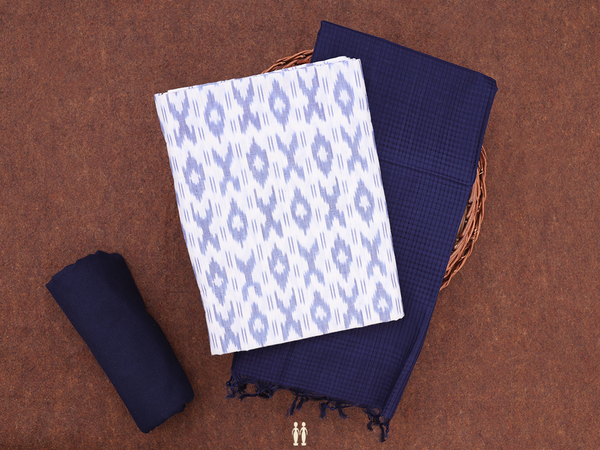 Printed Design White Cotton Unstitched Salwar Material