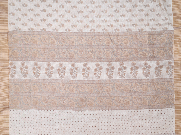 Printed Design White Chanderi Unstitched Salwar Material