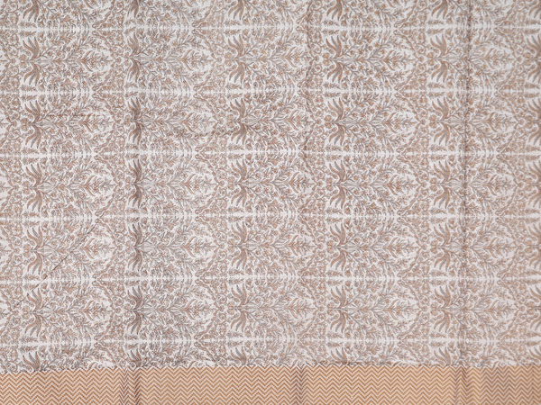 Printed Design White Chanderi Unstitched Salwar Material