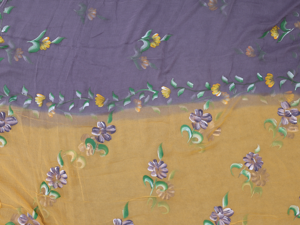 Printed Design Yellow Raw Silk Unstitched Salwar Material