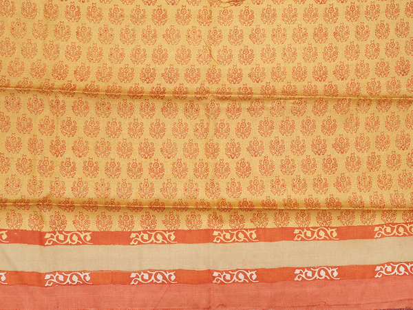 Printed Design Yellow Tussar Unstitched Salwar Material