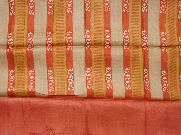 Printed Design Yellow Tussar Unstitched Salwar Material