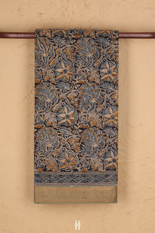 Mangalagiri Cotton Saree In Black With Printed Design