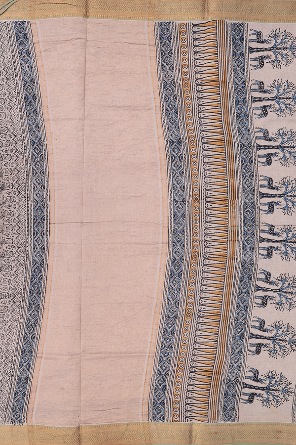 Mangalagiri Cotton Saree In Black With Printed Design