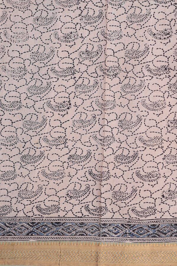 Mangalagiri Cotton Saree In Black With Printed Design