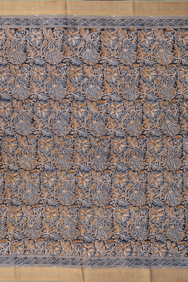 Mangalagiri Cotton Saree In Black With Printed Design