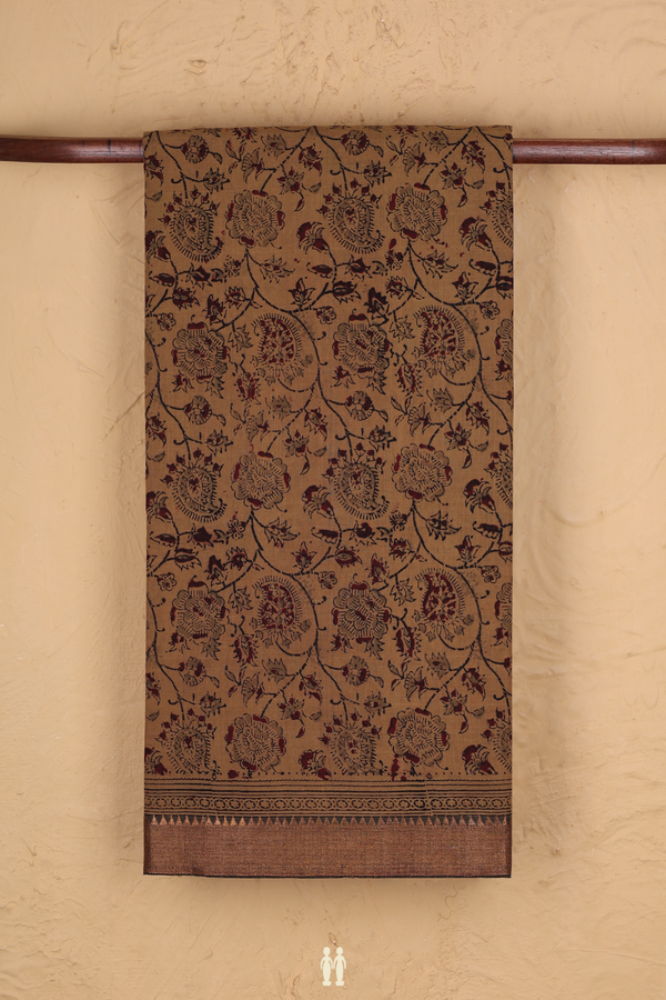 Mangalagiri Cotton Saree In Brown With Printed Design