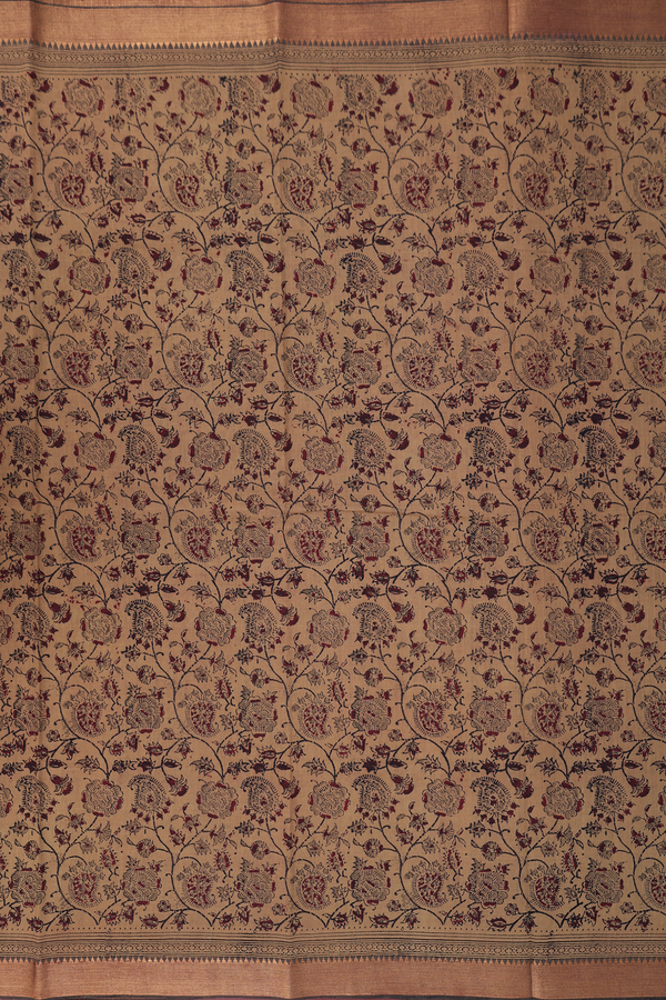 Mangalagiri Cotton Saree In Brown With Printed Design