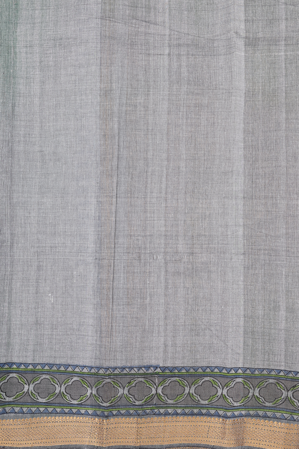 Printed Mangalagiri Cotton Saree In Grey With Floral Design