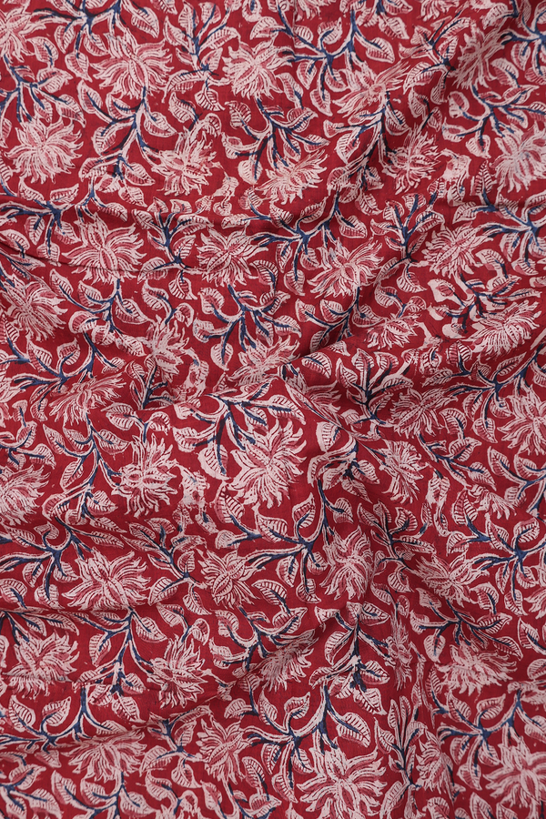 Mangalagiri Cotton Saree In Rust Red With Printed Design