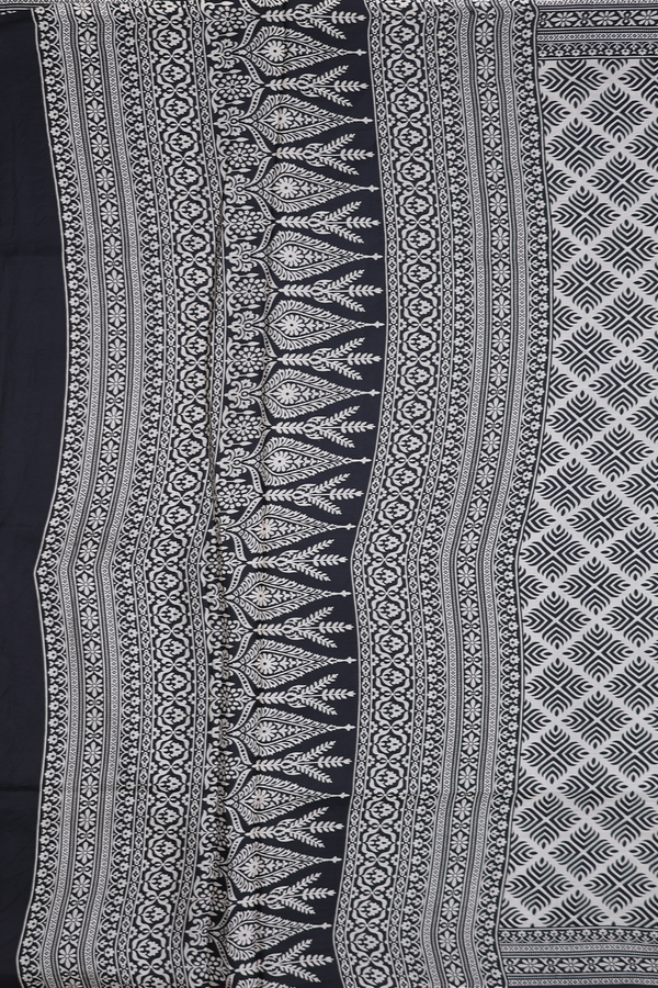 Printed Silk Saree In Beige With Allover Design
