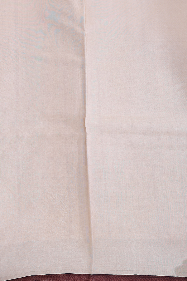 Printed Silk Saree In Beige With Floral Design