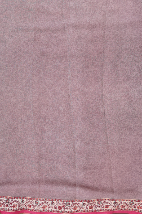 Printed Silk Saree In Beige With Floral Design