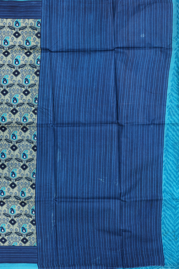 Printed Silk Saree In Beige With Paisley Design