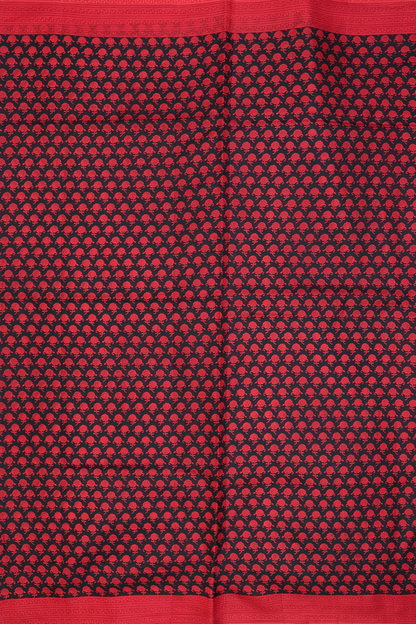 Printed Silk Saree In Black With Allover Design