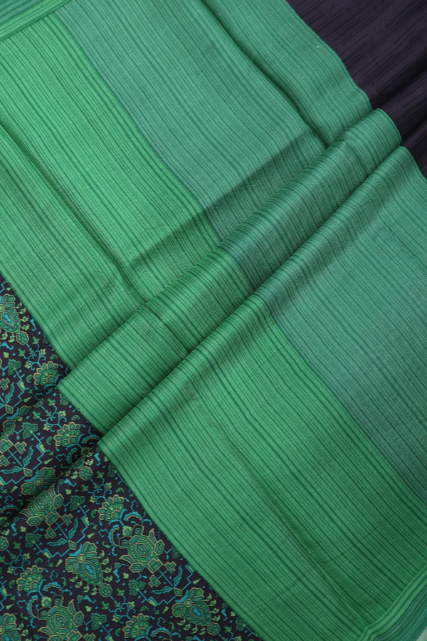 Printed Silk Saree In Black With Allover Design