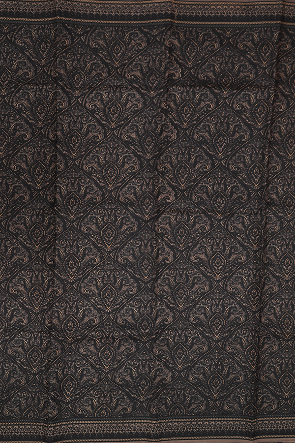 Printed Silk Saree In Black With Allover Design