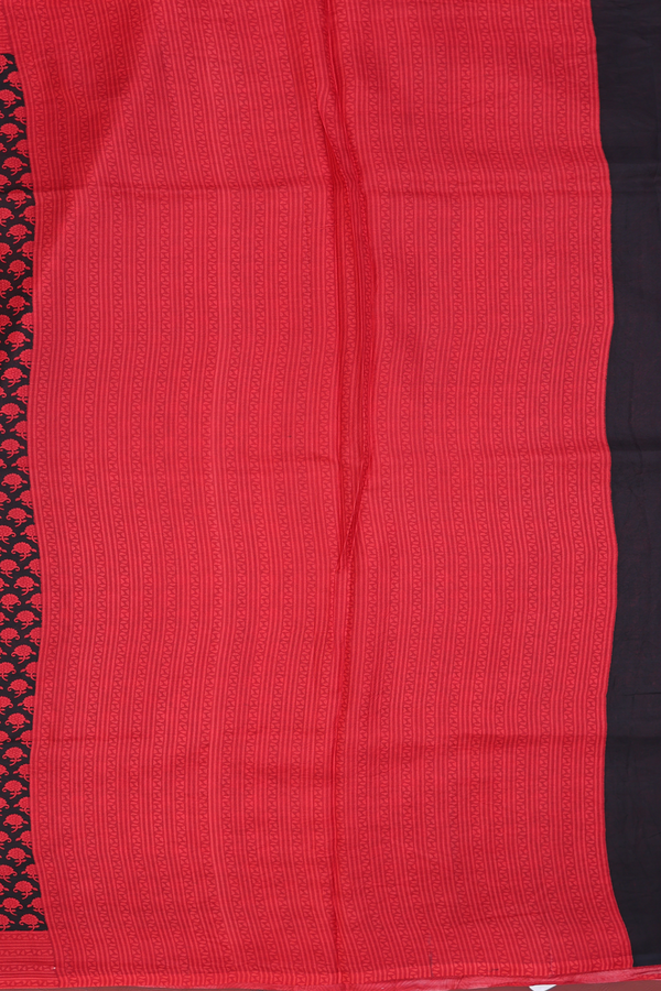 Printed Silk Saree In Black With Allover Design