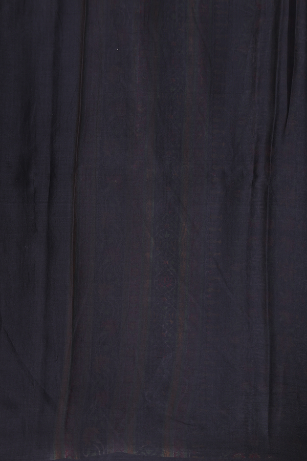 Printed Silk Saree In Black With Floral Design