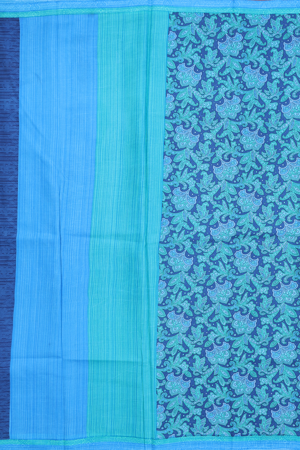 Printed Silk Saree In Blue With Allover Design