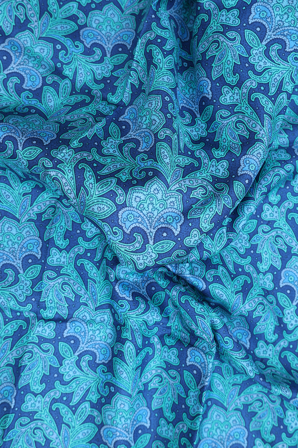 Printed Silk Saree In Blue With Allover Design