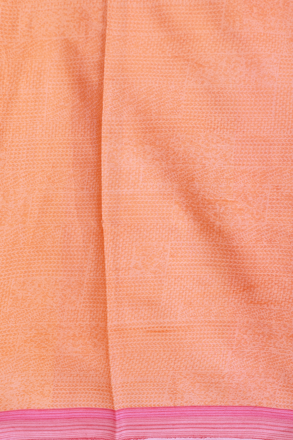 Printed Silk Saree In Blush Orange With Floral Design