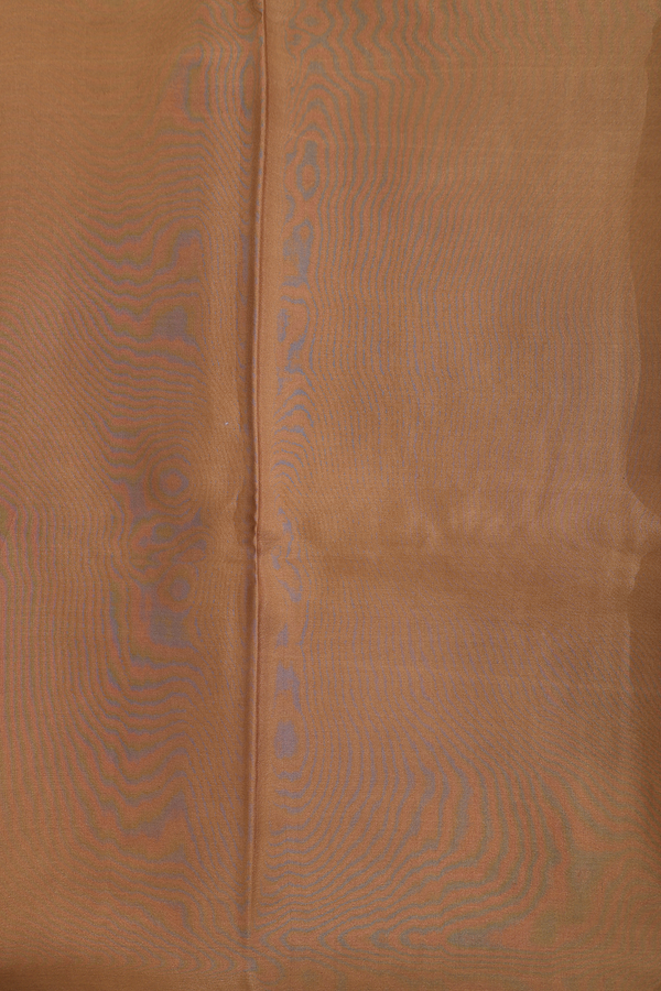 Printed Silk Saree In Brown With Floral Design