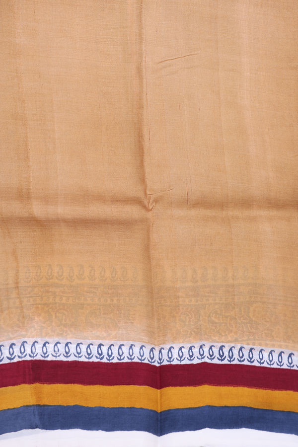Printed Silk Saree In Brown With Paisley Design
