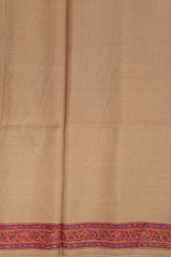 Printed Silk Saree In Brown With Paisley Design