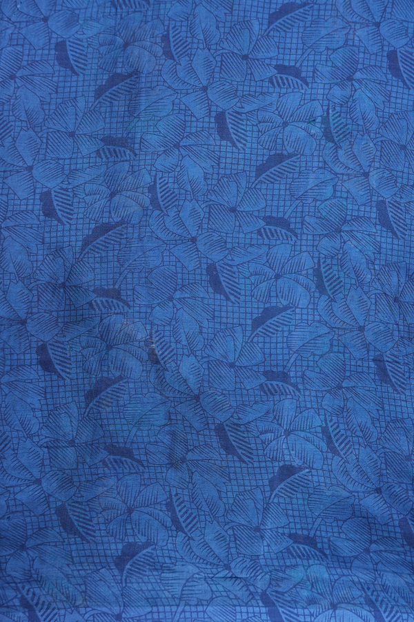 Printed Silk Saree In Capri Blue With Floral Design