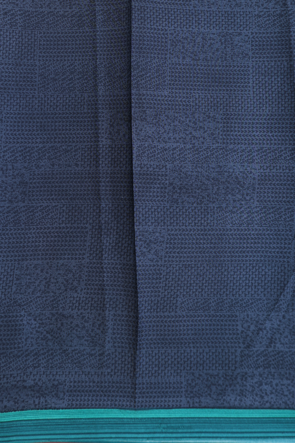 Printed Silk Saree In Charcoal Grey With Floral Design