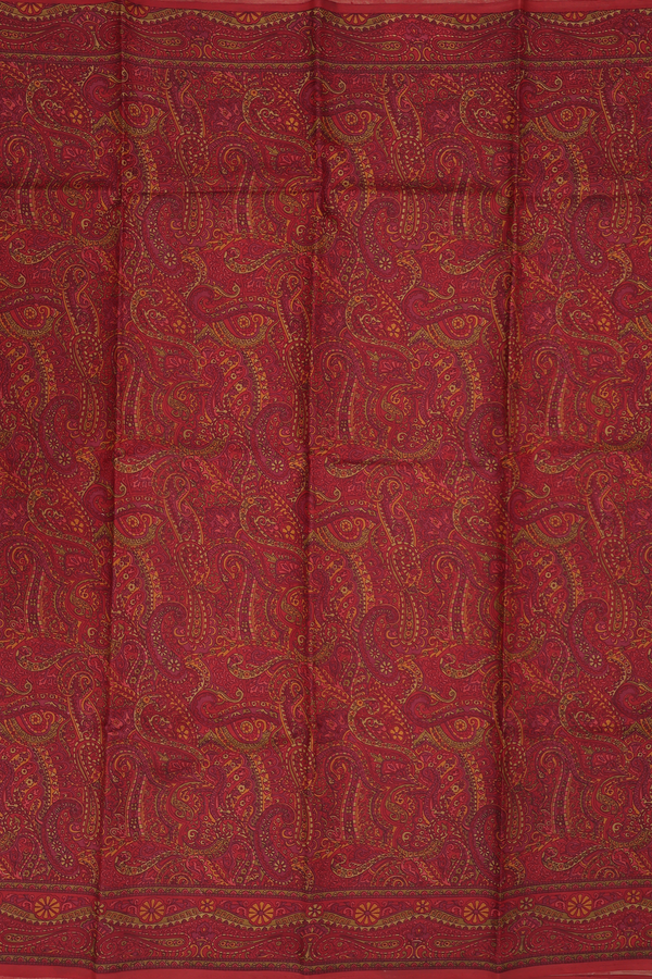 Printed Silk Saree In Chocolate Brown With Allover Design