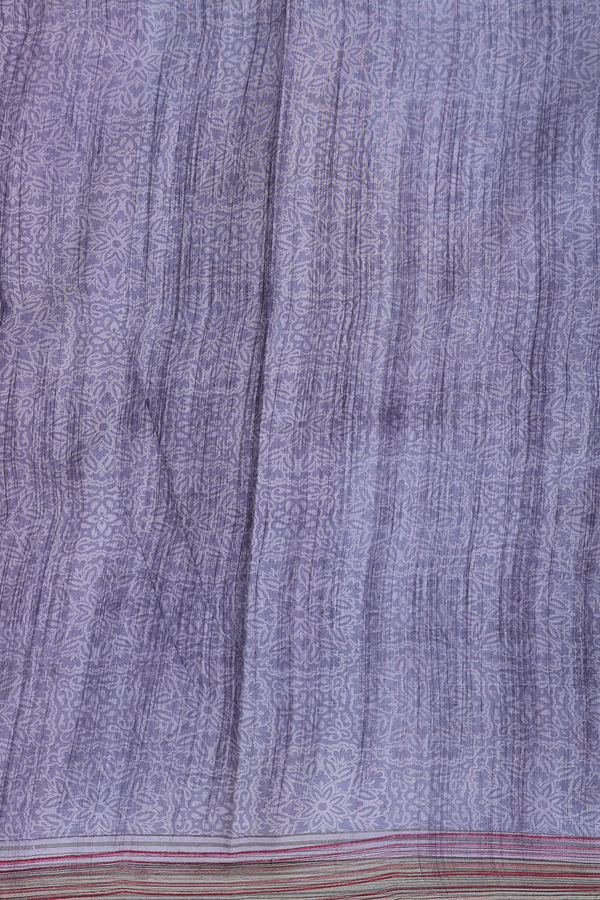 Printed Silk Saree In Crimson Red With Floral Buttas