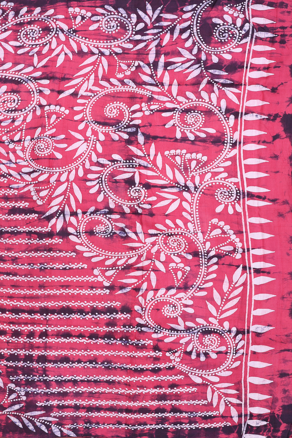 Printed Silk Saree In Dark Oak Brown With Floral Buttas