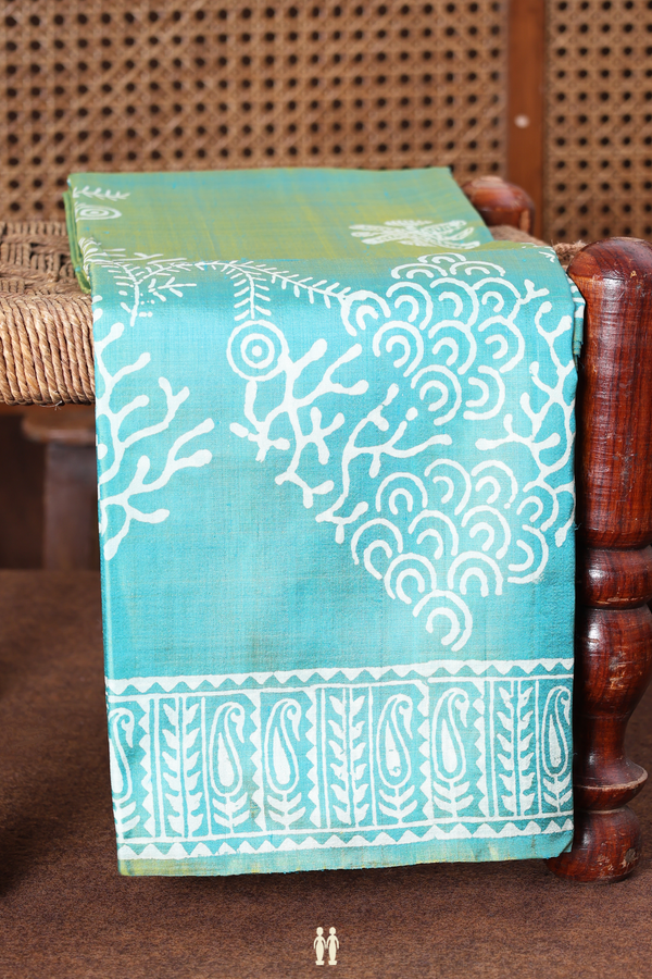 Printed Silk Saree In Dual Tone With Allover Design