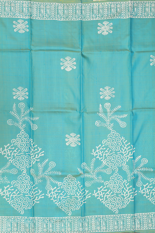 Printed Silk Saree In Dual Tone With Allover Design