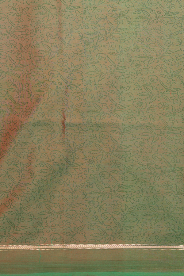 Printed Silk Saree In Dual Tone With Floral Design