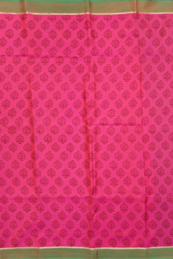Printed Silk Saree In Dual Tone With Floral Design