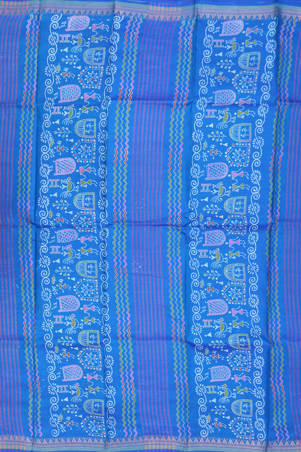 Printed Silk Saree In Purple With Floral Buttas